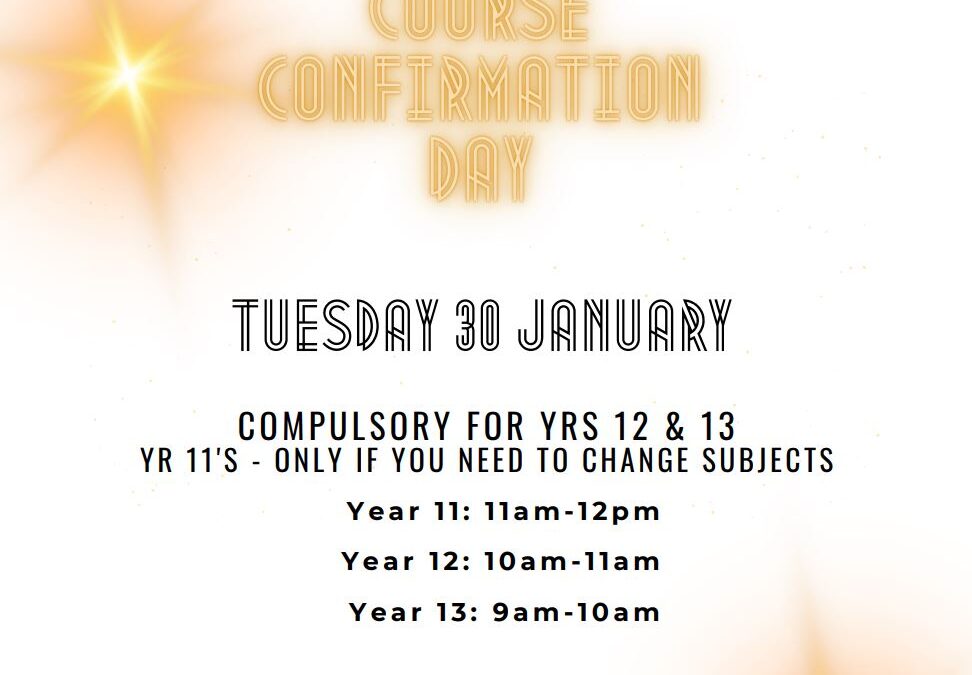 Course Confirmation Day (Seniors Only)
