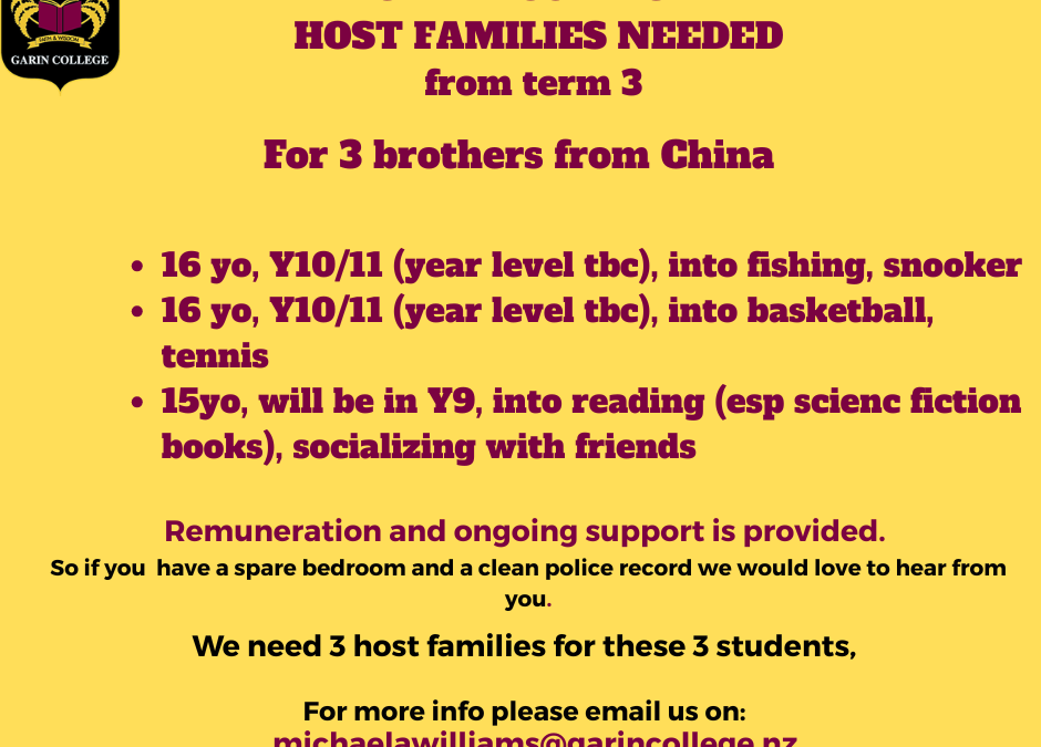 🚨 Host Families Needed Urgently 🚨