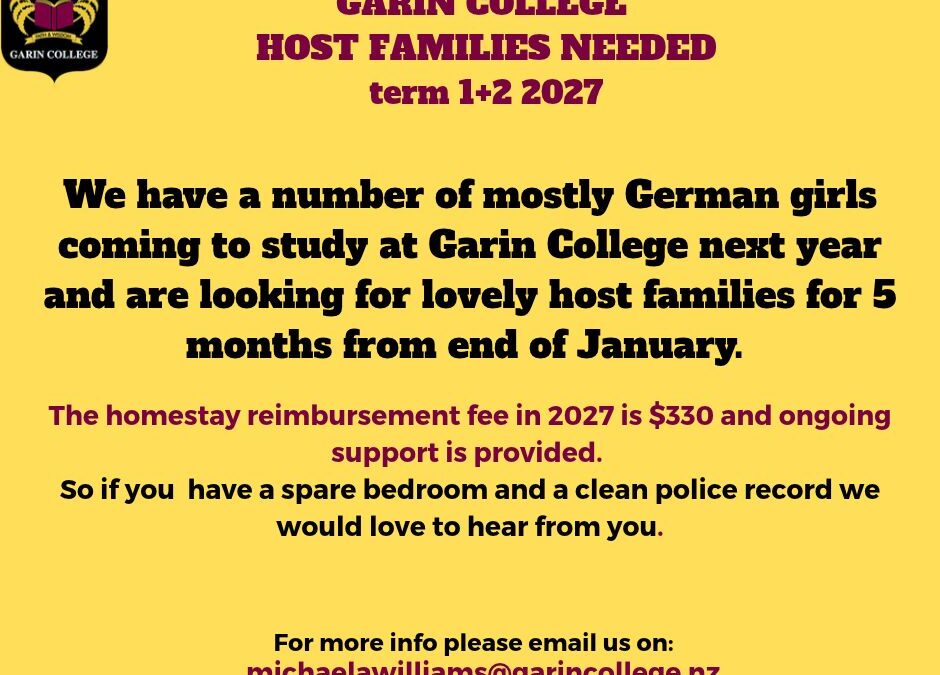 Host families needed for 2027
